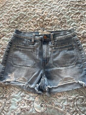 Mudd Light Wash Distressed High-Rise Jean Shorts